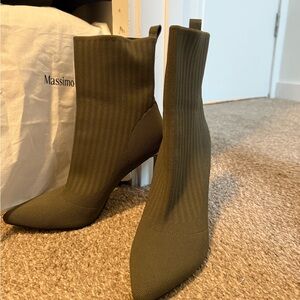 Nine west Olive Green Women's Ankle Boots- Teoy Dress Booties